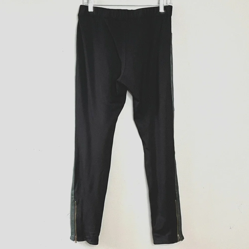 AS by DF Leather Front Knit Legging Womens 8 Gray/Black Pull-on Moto Rocker Edgy